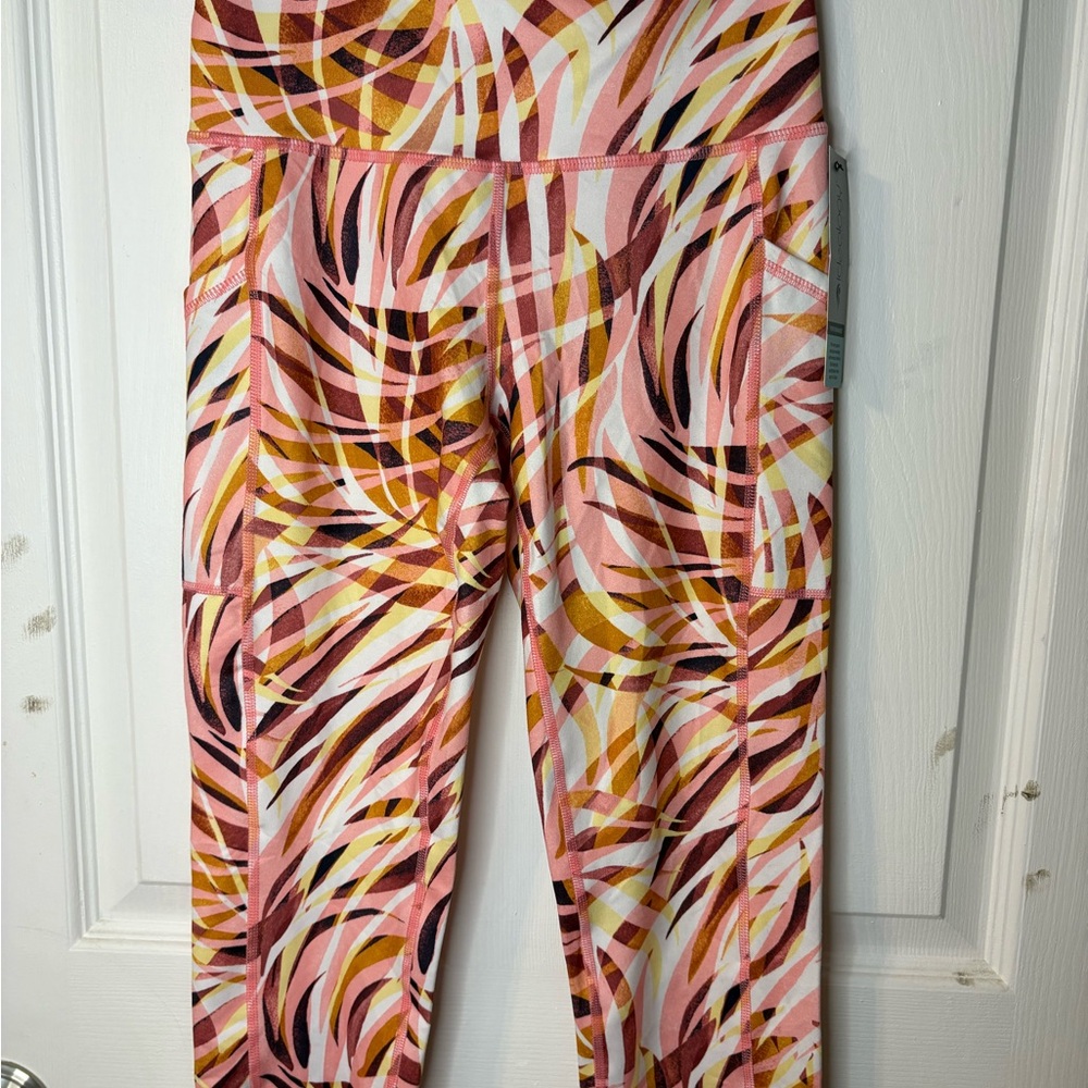Ideology Pink and Yellow Abstract Leggings